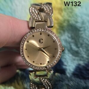 Charming Charlie Mystic Cuff Watch – Gold Tone & Crystals